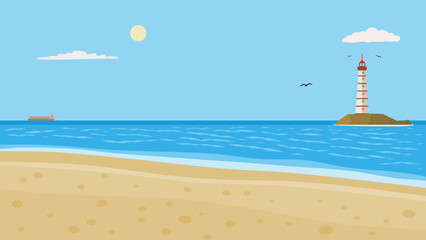 Beach facing a nice lighthouse.