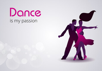 International Dance Day. Vector Illustration with elegant dancing couple on white background.