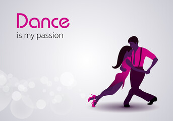 International Dance Day. Vector Illustration with elegant dancing couple on white background. Dance is my passion. © Nataliia