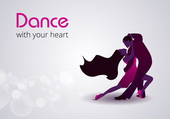 International Dance Day. Vector Illustration with elegant dancing couple on white background. Dance with your heart. © Nataliia