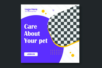 Pet Social Media post,  pet web banner design template