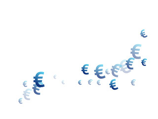 Euro blue symbols flying currency vector