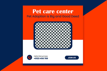 Pet Social Media post,  pet web banner design template