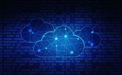 2d illustration of Cloud computing, Digital Cloud computing Concept background. Cyber technology, internet data storage, database and data server concept