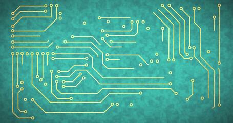 Image of computer circuit board on blue background