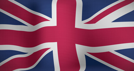Image of national flag of uk waving