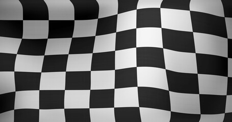 Fototapeta premium Image of checkered black and white finish line flag waving