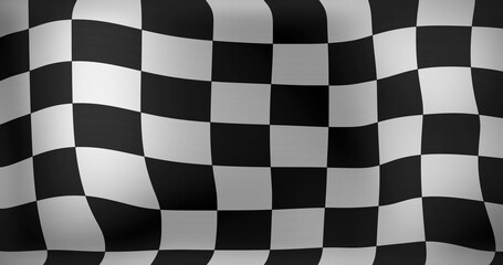 Obraz premium Image of checkered black and white finish line flag waving