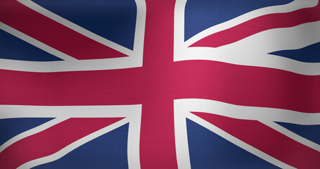 Image of national flag of uk waving