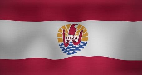 Image of national flag of french polynesia waving - obrazy, fototapety, plakaty