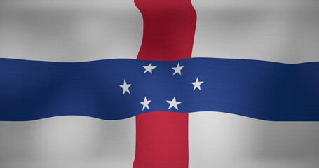 Image of national flag of netherlands antilles waving