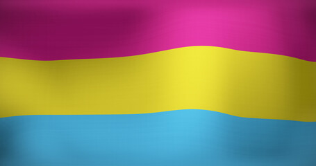 Image of lgbt flag with pansexual pride colours waving