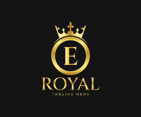Naklejka premium Luxurious Royal E Letter Logo Design. Letter E Logo Design Template.