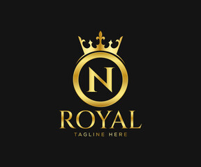 Luxurious Royal Logo Design. Letter N Logo Design Template.