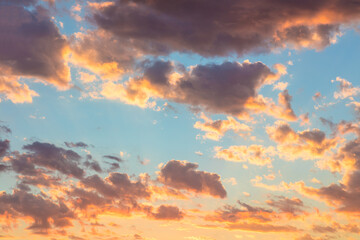 Majestic sunrise sundown sky with gentle colorful clouds - obrazy, fototapety, plakaty