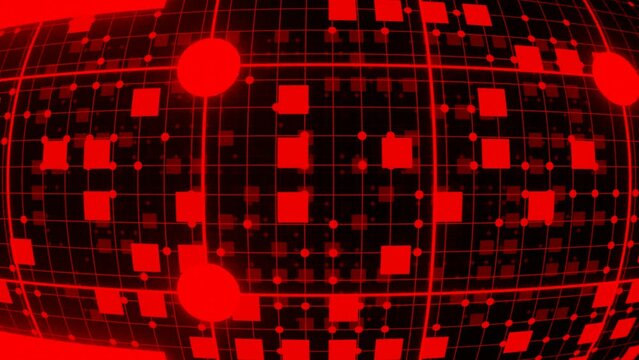 Red Quads And Dots Technology Background looped 3d animation