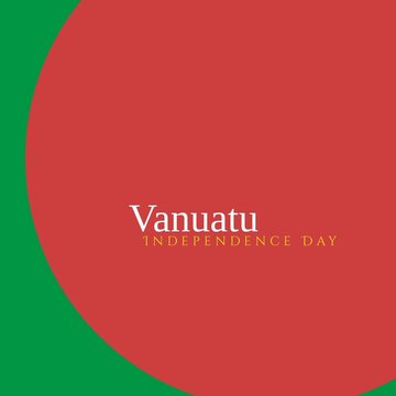 Illustrative image of vanuatu independence day text over red and green background, copy space