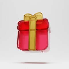 Gift box 3D illustration isolated on grey background. Holiday surprise box Realistic 3d icons.