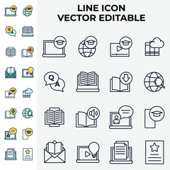 Online Education. e-learning set icon symbol template for graphic and web design collection logo vector illustration