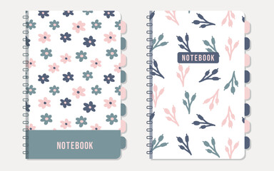 Floral notebook cover collection - seamless floral pattern. Stationery, cover, planner, notes. vector illustration