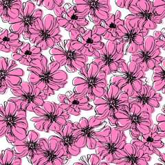 Fototapeta premium vector seamless pattern flowers . Botanical illustration 