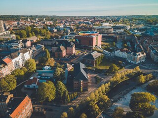 Views over Aarhus, Denmark in Jutland by Drone - obrazy, fototapety, plakaty