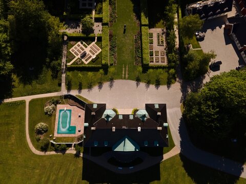 Marselisborg Slot (Castle) in Aarhus, Denmark by Drone
