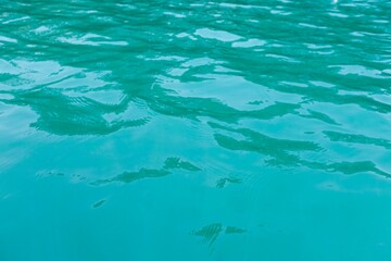 Fototapeta na wymiar 水面の波模様　エメラルドグリーンの水面背景
