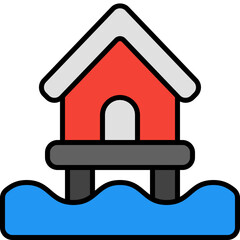 stilt house outline color icon