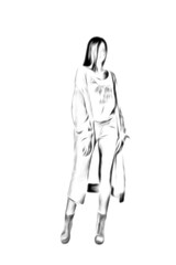 illustration of girl in pose isolated on white background