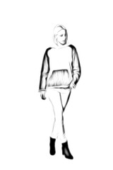 illustration of girl in pose isolated on white background