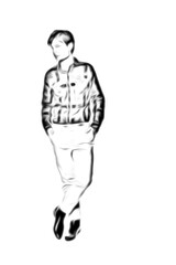 Fototapeta premium illustration of boy in pose isolated on white background