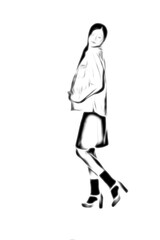 illustration of girl in pose isolated on white background