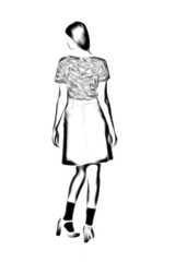 illustration of girl in pose isolated on white background