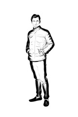 Obraz premium illustration of boy in pose isolated on white background