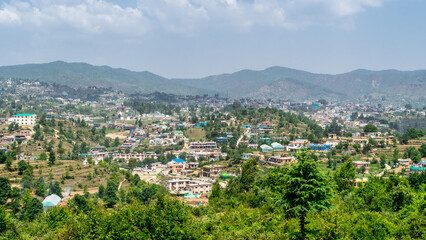 Fototapeta na wymiar Aerial view of Champawat hill station in Uttarakhand, India