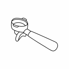 coffee machine portafilter doodle icon, vector color line illustration