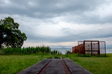 Obraz premium 滋賀県大津市 坂本城跡公園の風景 