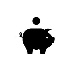 Piggy bank solid black line icon in flat style. Graphic illustration. Money box sign. Pig container symbol, business concept. Deposit logo. For website design, app, ui, ux, infographic. Vector EPS 10