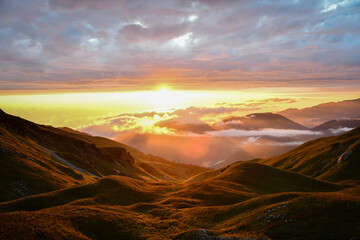 sunset over the mountains