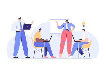 Teamwork. Business people flat vector collection.