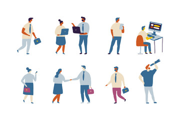 Teamwork. Business people flat vector collection.