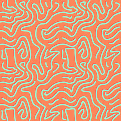 blue chaotic lines pattern with orange backrounds 