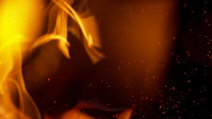Fire abstract background with flames and copyspace.