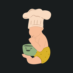 Baby chef, great design for any purposes. Cartoon illustration.