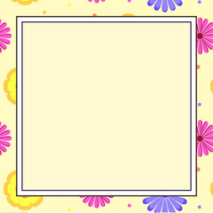 cartoon flowers frame background for bakery or pasrty vector for blank, price or social media mock up or bithday, wedding party invitation