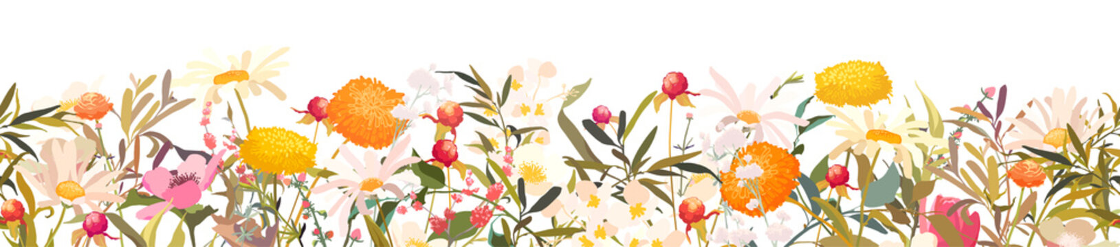 Wild flower sketch, floral herb. Wedding invitation frame set, flowers, leaves, watercolor minimal vector. Sketched wreath, floral, herbs garland. Handdrawn Watercolour