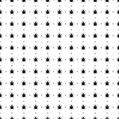 Square seamless background pattern from geometric shapes are different sizes and opacity. The pattern is evenly filled with big black bug symbols. Vector illustration on white background