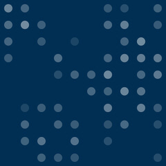 Abstract seamless geometric pattern. Mosaic background of white circles. Evenly spaced big shapes of different color. Vector illustration on dark blue background