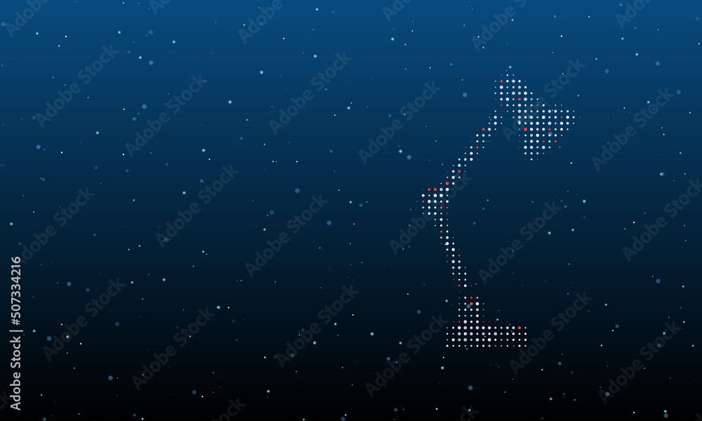 Poster on the right is the table lamp symbol filled with white dots. background pattern from dots and circl